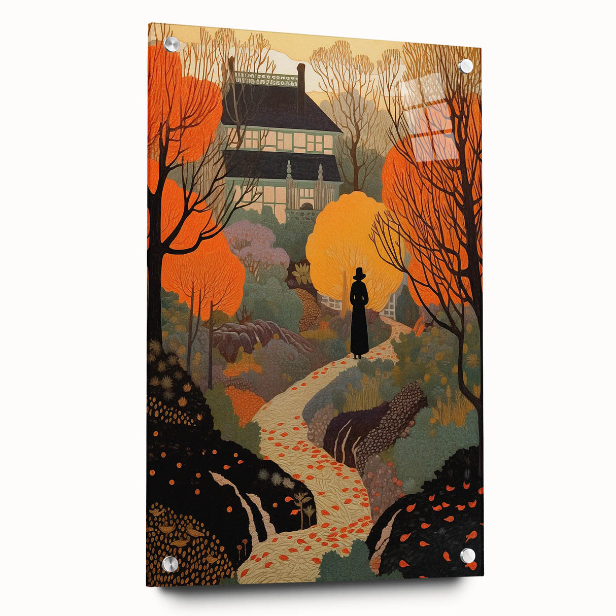 Electric Wall Art – Vibrant Autumn Landscape with Silhouette Electric Print