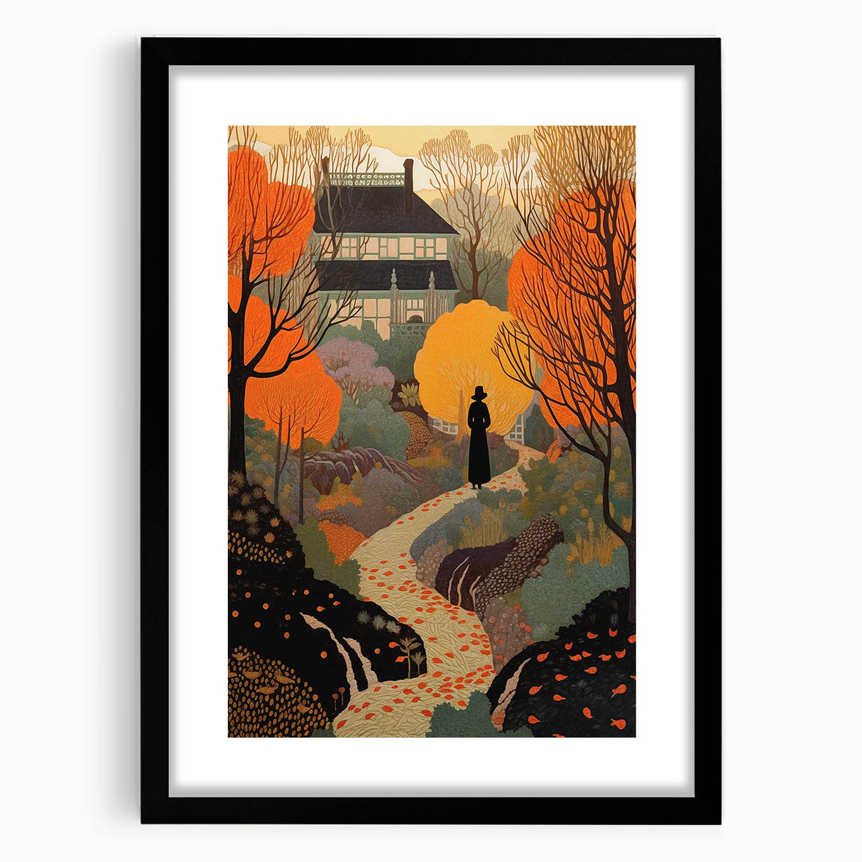 Electric Wall Art – Vibrant Autumn Landscape with Silhouette Electric Print