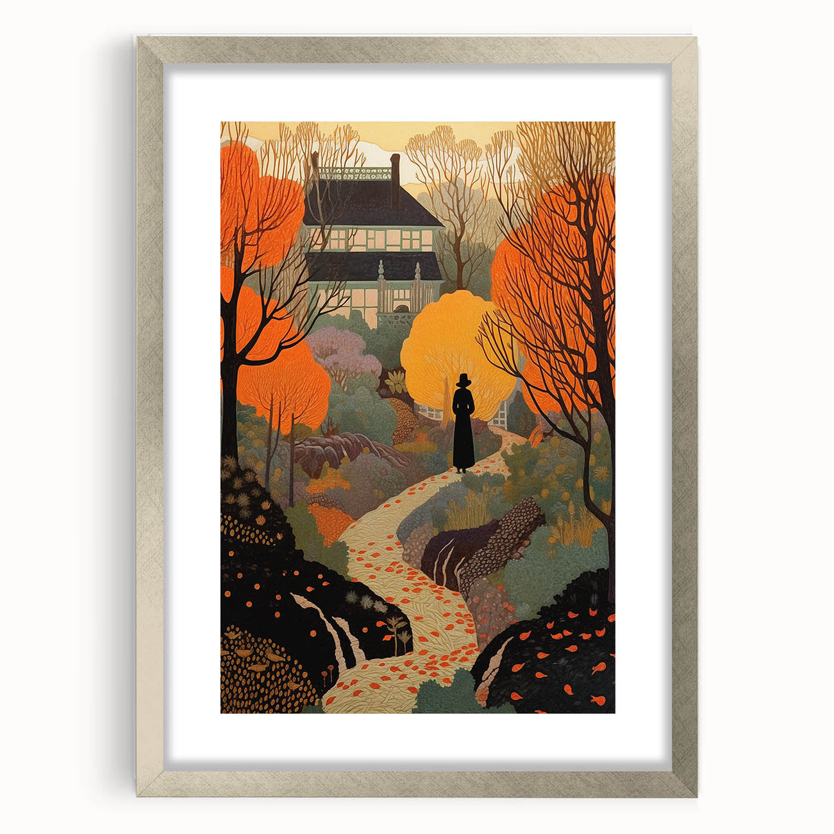 Electric Wall Art – Vibrant Autumn Landscape with Silhouette Electric Print
