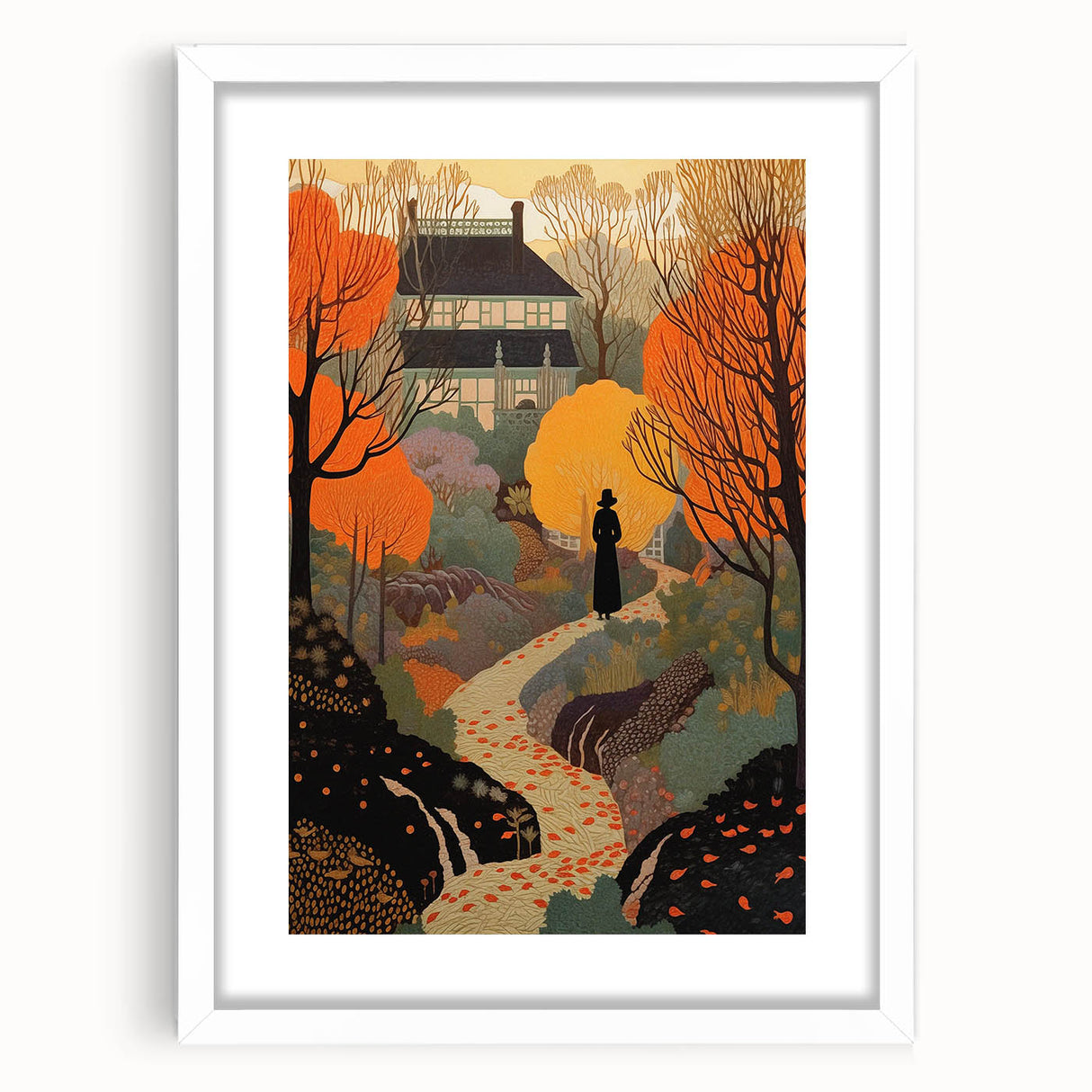 Electric Wall Art – Vibrant Autumn Landscape with Silhouette Electric Print