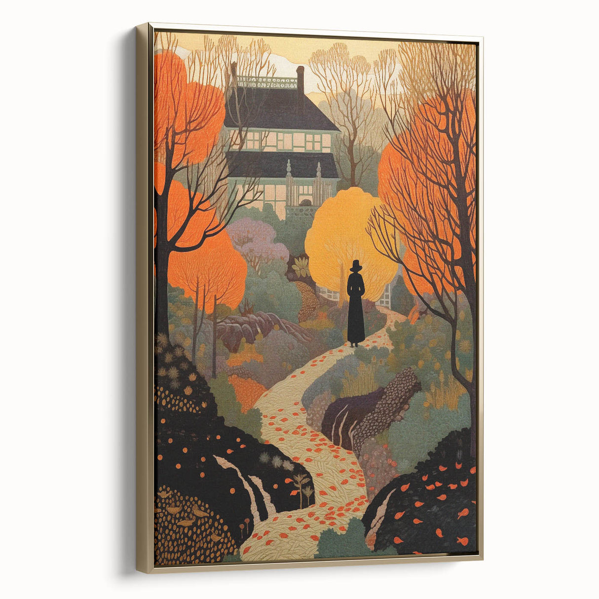 Electric Wall Art – Vibrant Autumn Landscape with Silhouette Electric Print