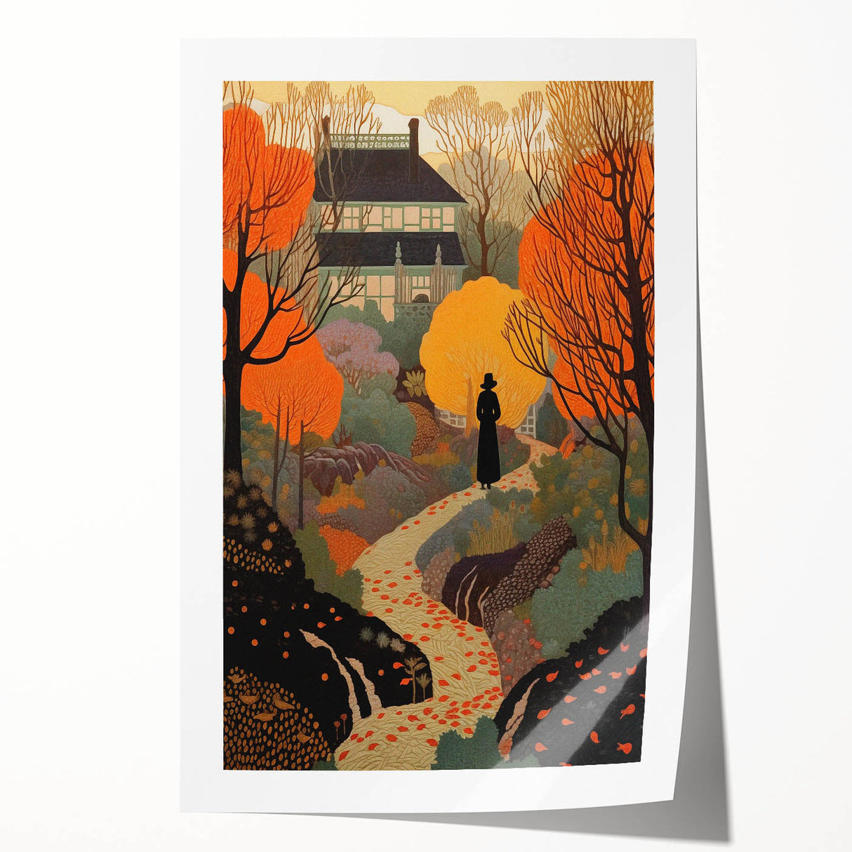 Electric Wall Art – Vibrant Autumn Landscape with Silhouette Electric Print