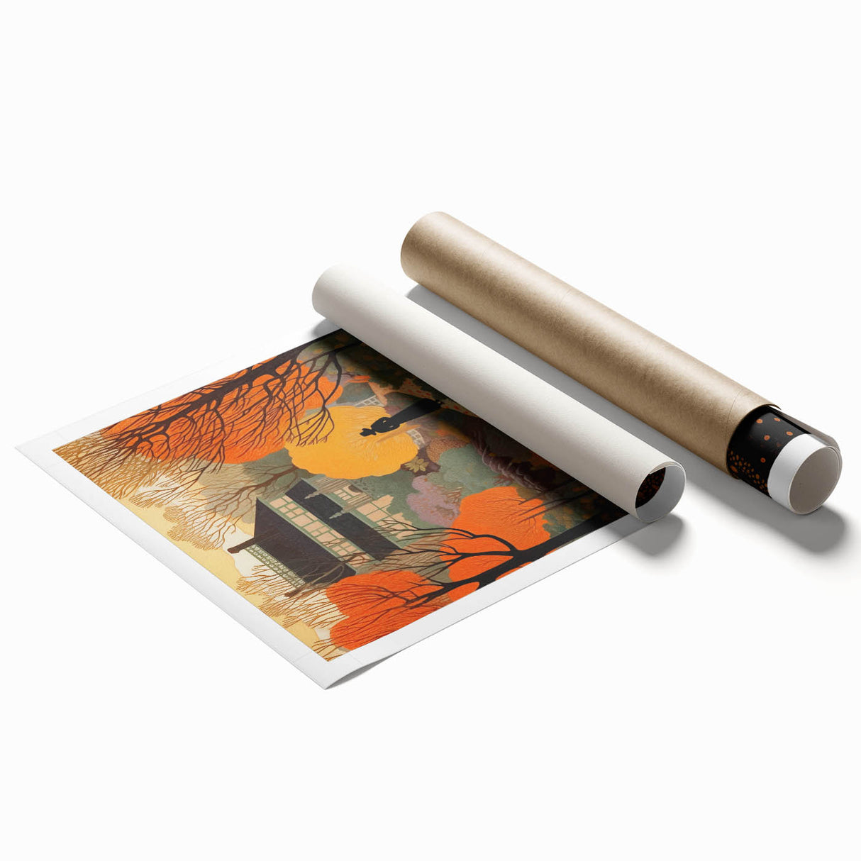 Electric Wall Art – Vibrant Autumn Landscape with Silhouette Electric Print