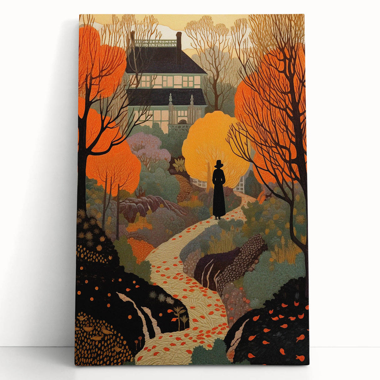 Electric Wall Art – Vibrant Autumn Landscape with Silhouette Electric Print