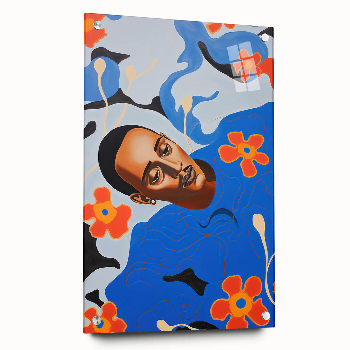Modern Electric Portrait Canvas - Vibrant Abstract Floral Wall Art Decor