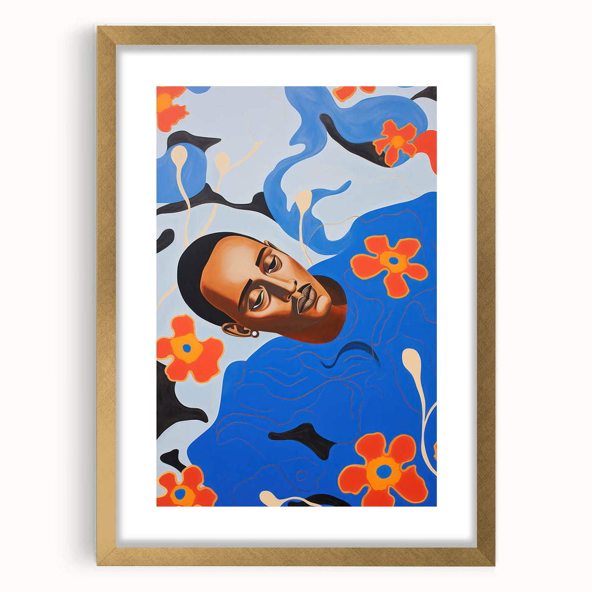Modern Electric Portrait Canvas - Vibrant Abstract Floral Wall Art Decor