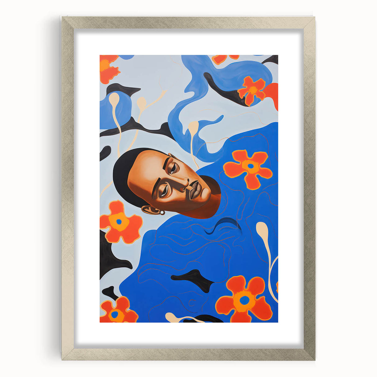 Modern Electric Portrait Canvas - Vibrant Abstract Floral Wall Art Decor