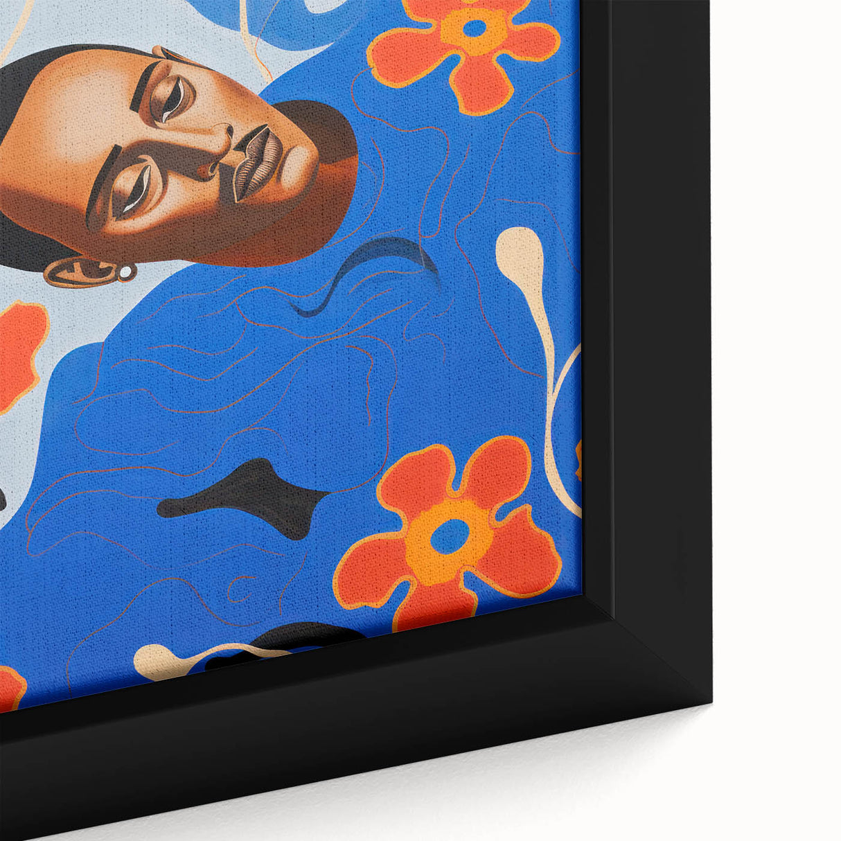 Modern Electric Portrait Canvas - Vibrant Abstract Floral Wall Art Decor