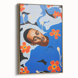 Modern Electric Portrait Canvas - Vibrant Abstract Floral Wall Art Decor