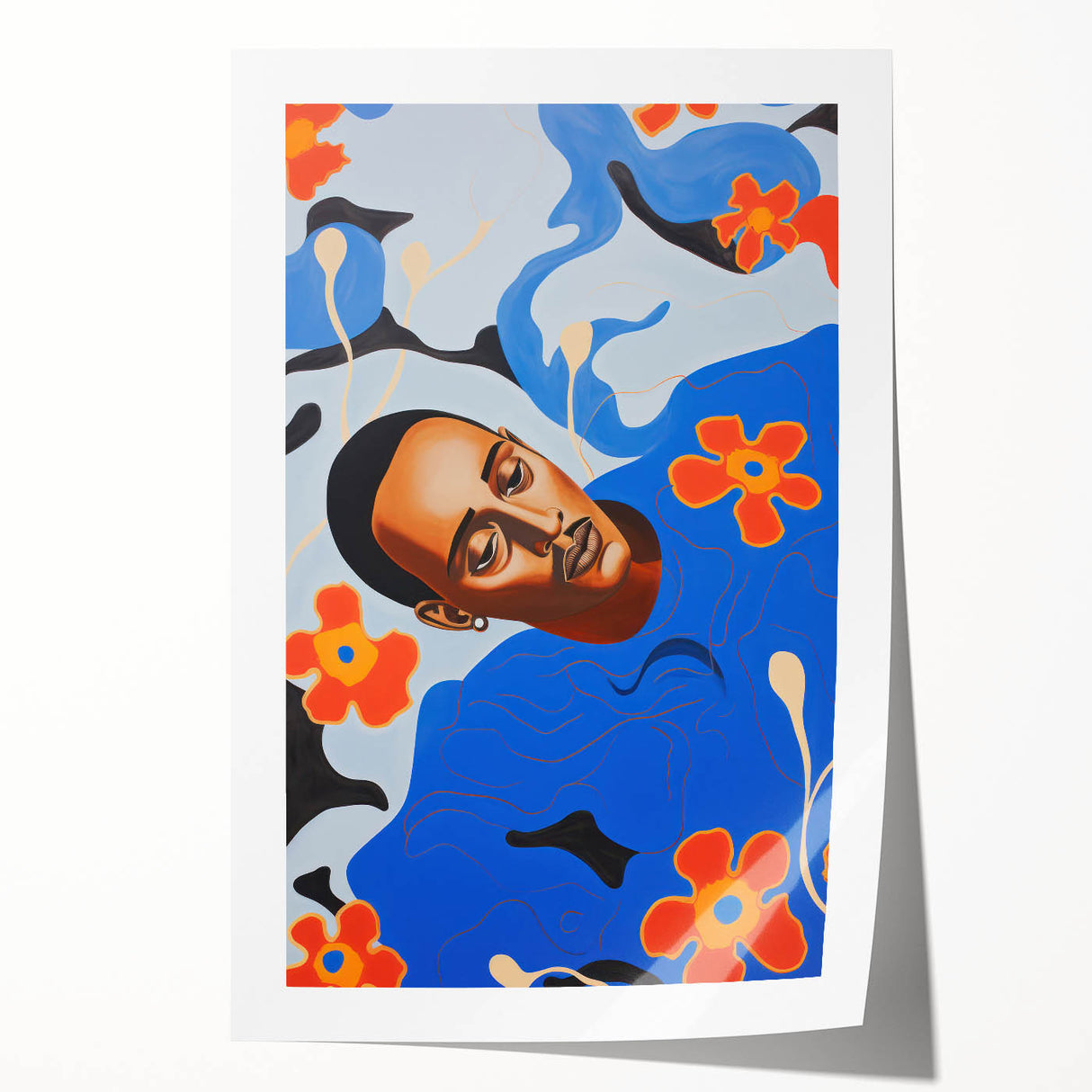 Modern Electric Portrait Canvas - Vibrant Abstract Floral Wall Art Decor