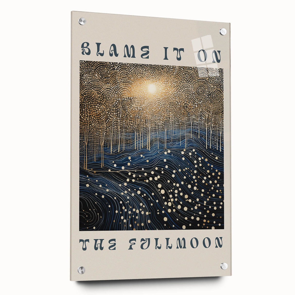 Electric Wall Art – Cosmic Full Moon Landscape with Text Electric Print