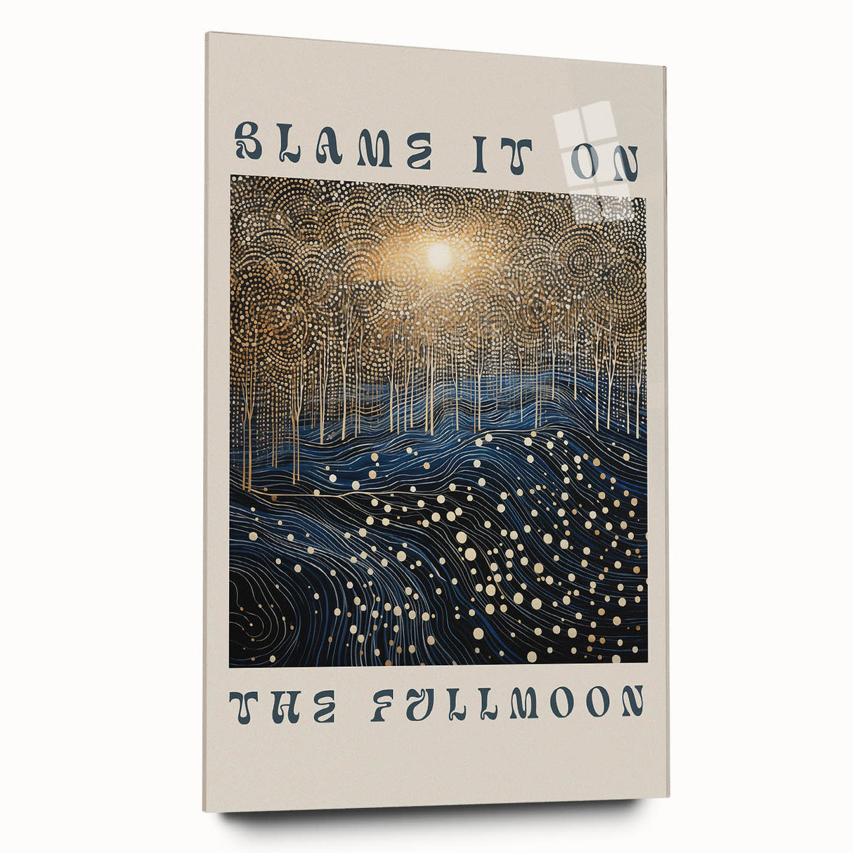 Electric Wall Art – Cosmic Full Moon Landscape with Text Electric Print