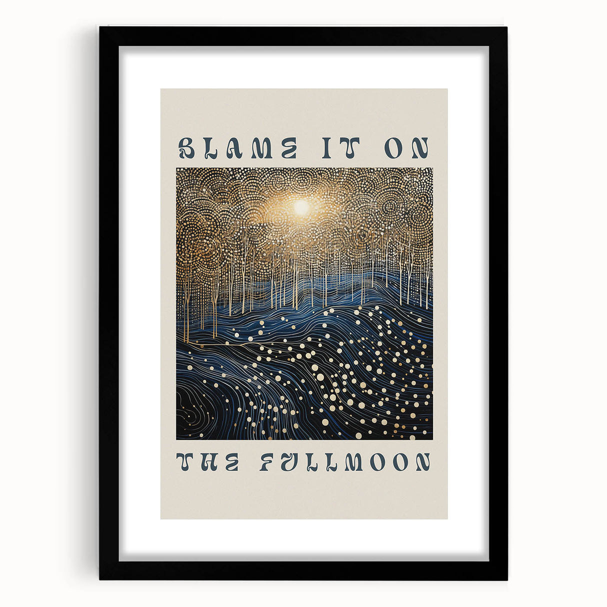 Electric Wall Art – Cosmic Full Moon Landscape with Text Electric Print