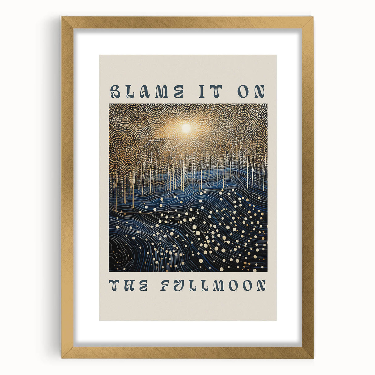 Electric Wall Art – Cosmic Full Moon Landscape with Text Electric Print