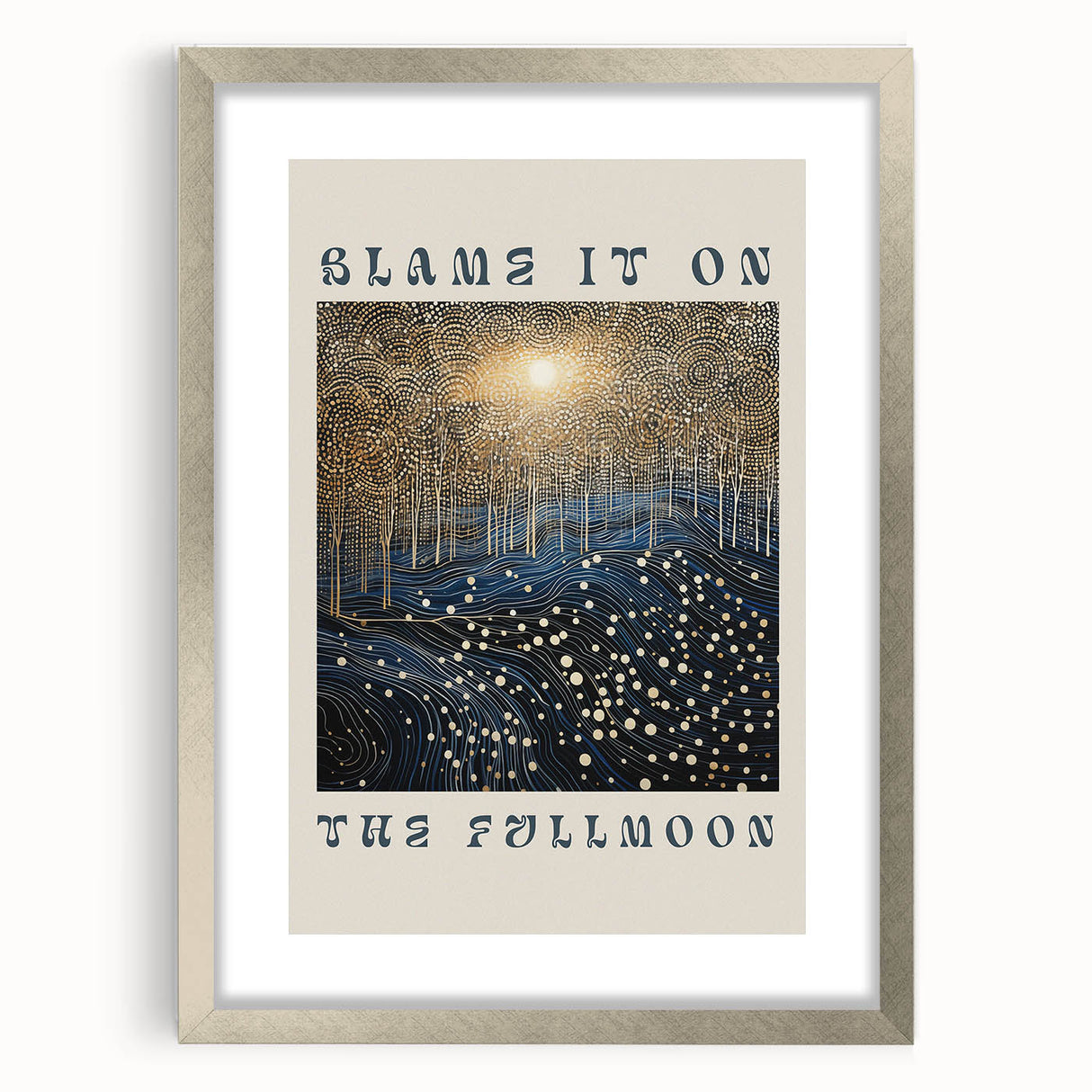 Electric Wall Art – Cosmic Full Moon Landscape with Text Electric Print