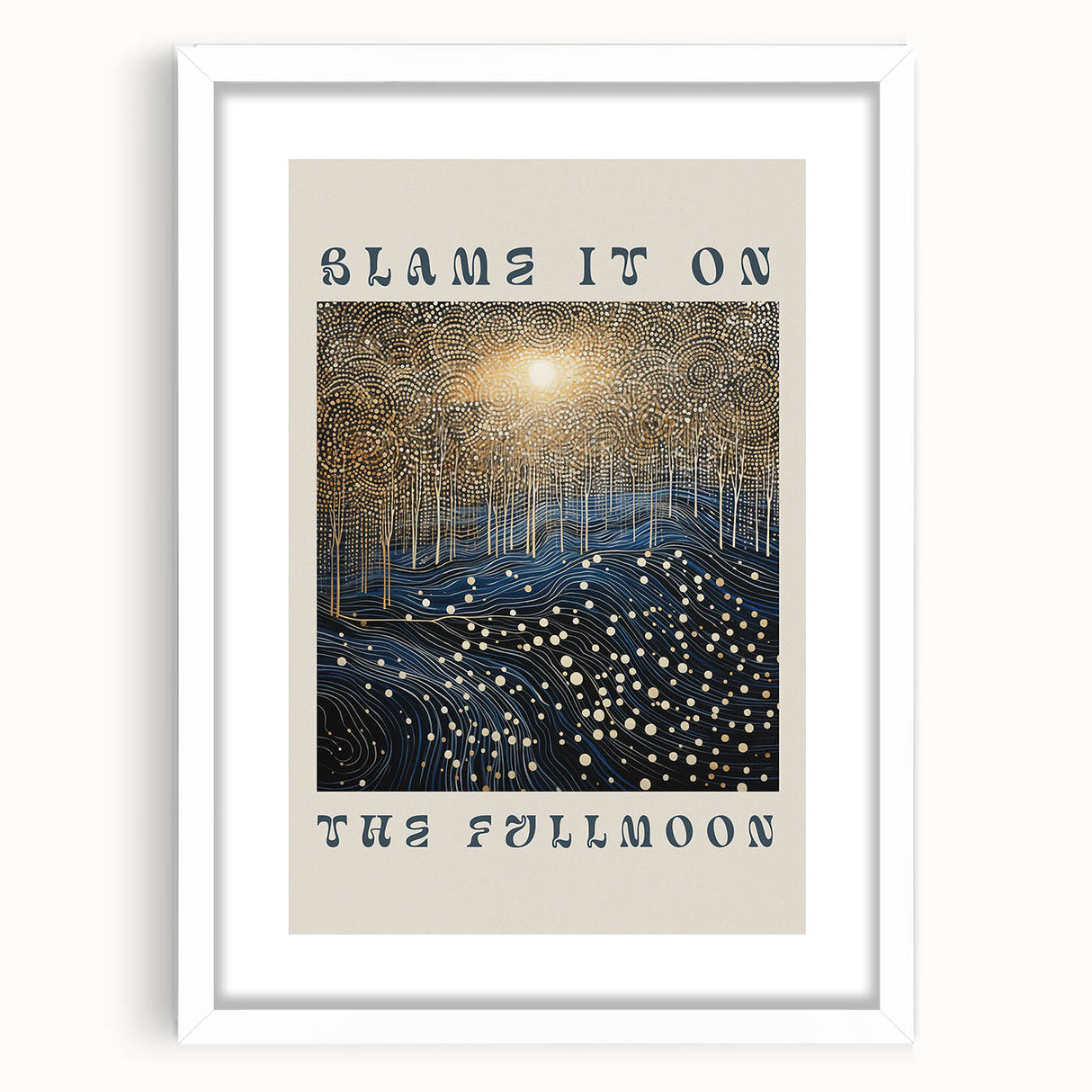 Electric Wall Art – Cosmic Full Moon Landscape with Text Electric Print