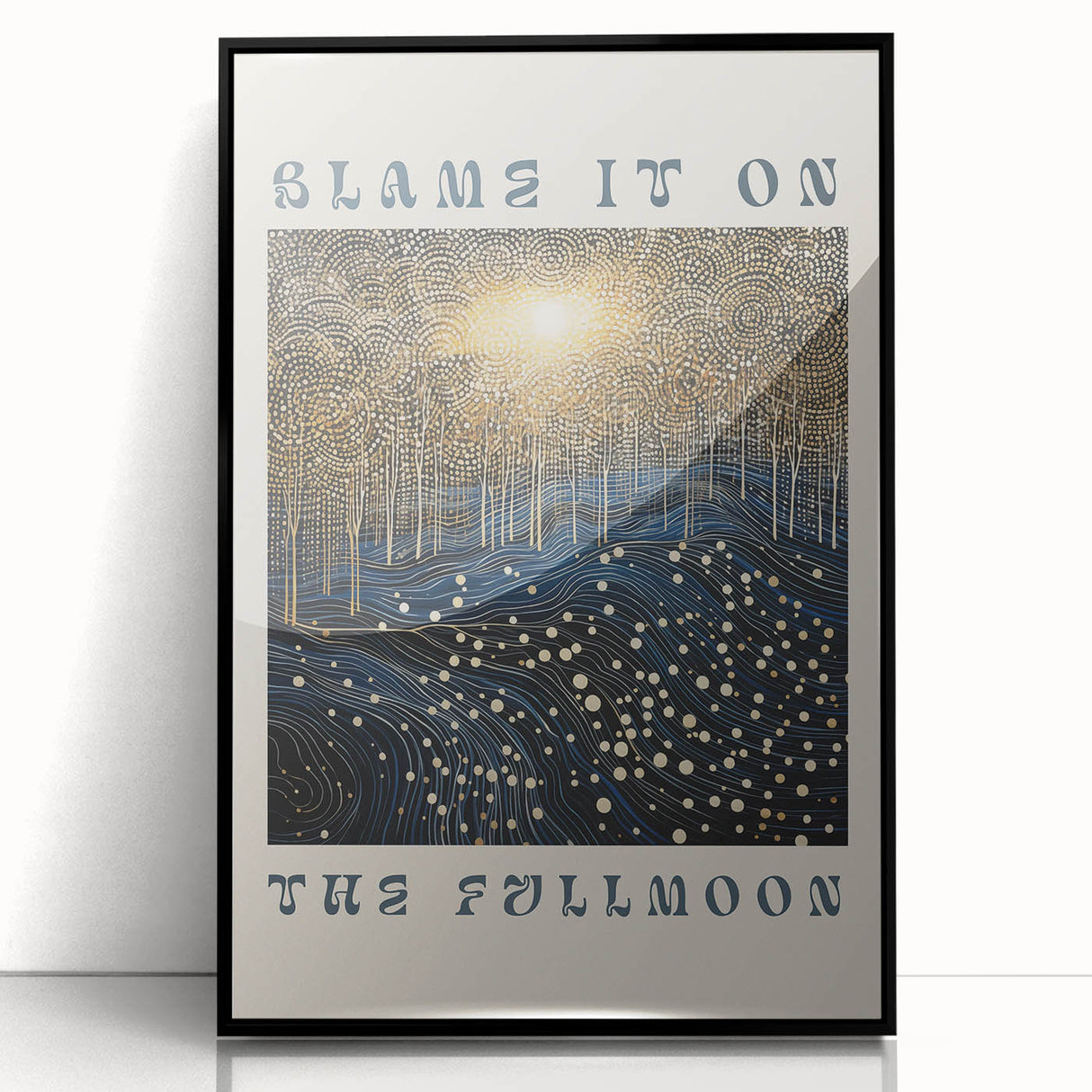Electric Wall Art – Cosmic Full Moon Landscape with Text Electric Print