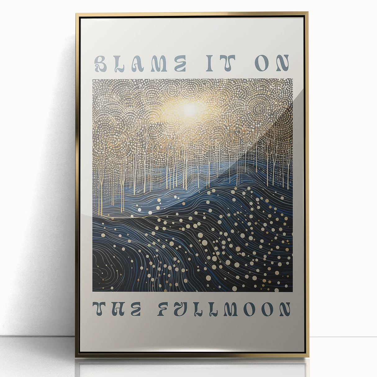Electric Wall Art – Cosmic Full Moon Landscape with Text Electric Print