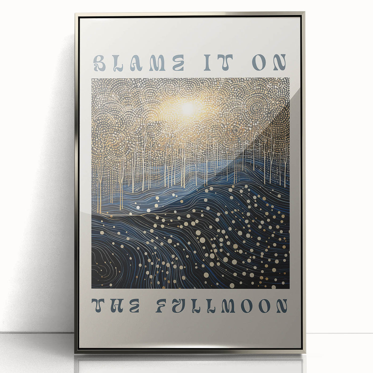 Electric Wall Art – Cosmic Full Moon Landscape with Text Electric Print