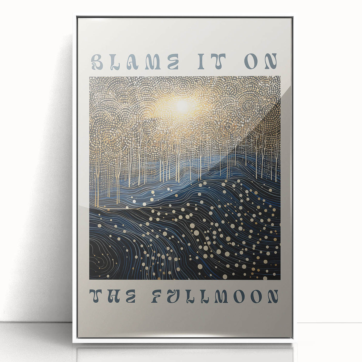 Electric Wall Art – Cosmic Full Moon Landscape with Text Electric Print