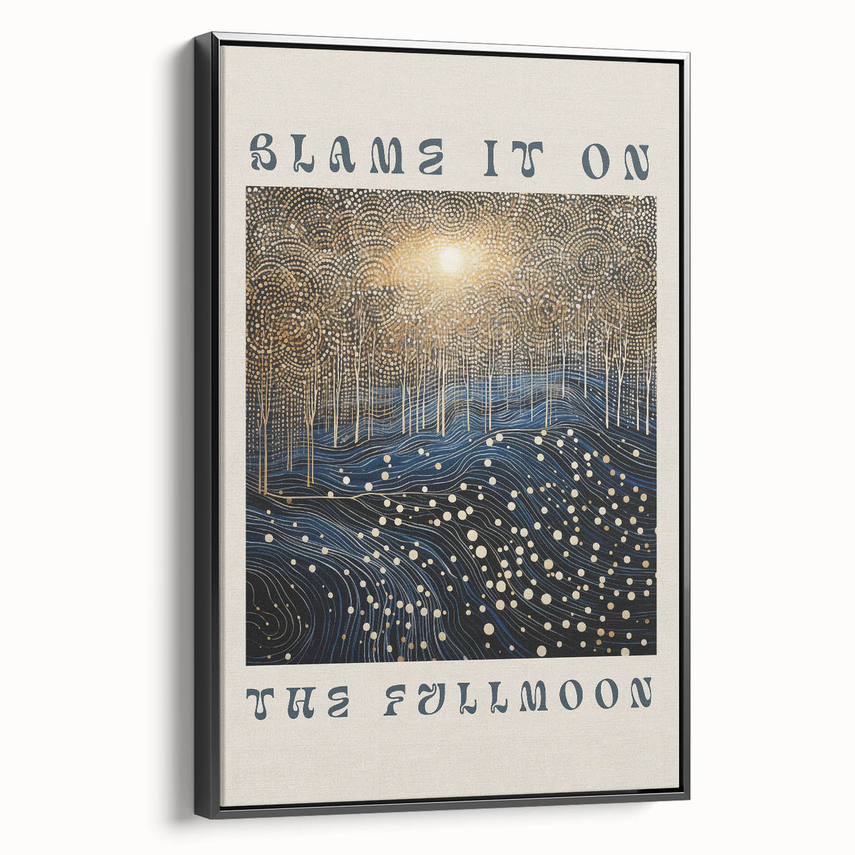 Electric Wall Art – Cosmic Full Moon Landscape with Text Electric Print
