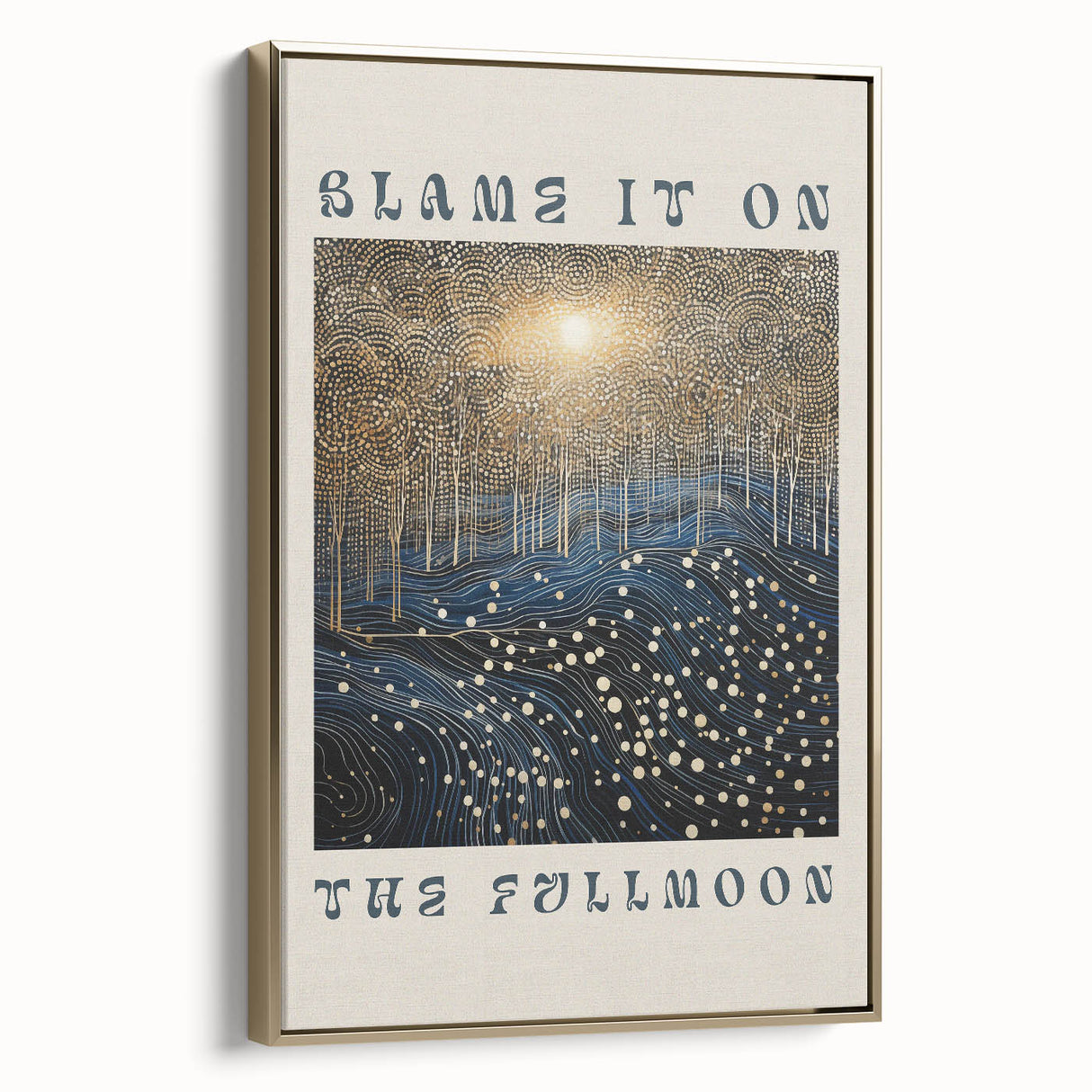 Electric Wall Art – Cosmic Full Moon Landscape with Text Electric Print