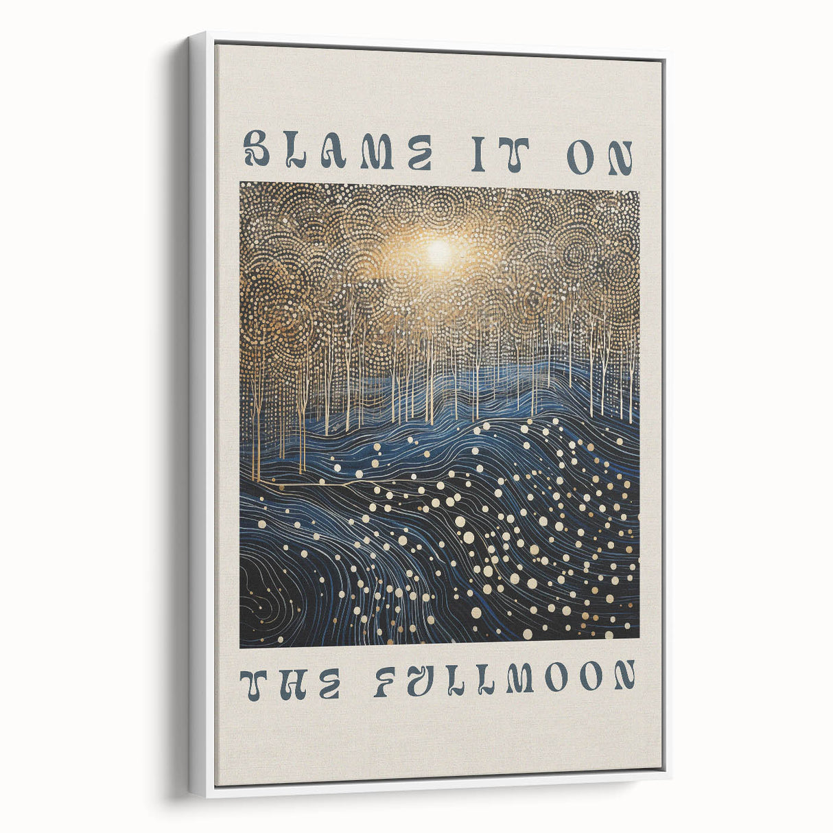 Electric Wall Art – Cosmic Full Moon Landscape with Text Electric Print