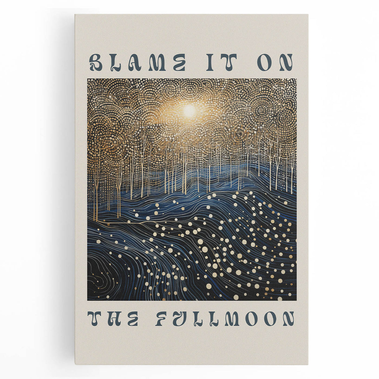 Electric Wall Art – Cosmic Full Moon Landscape with Text Electric Print