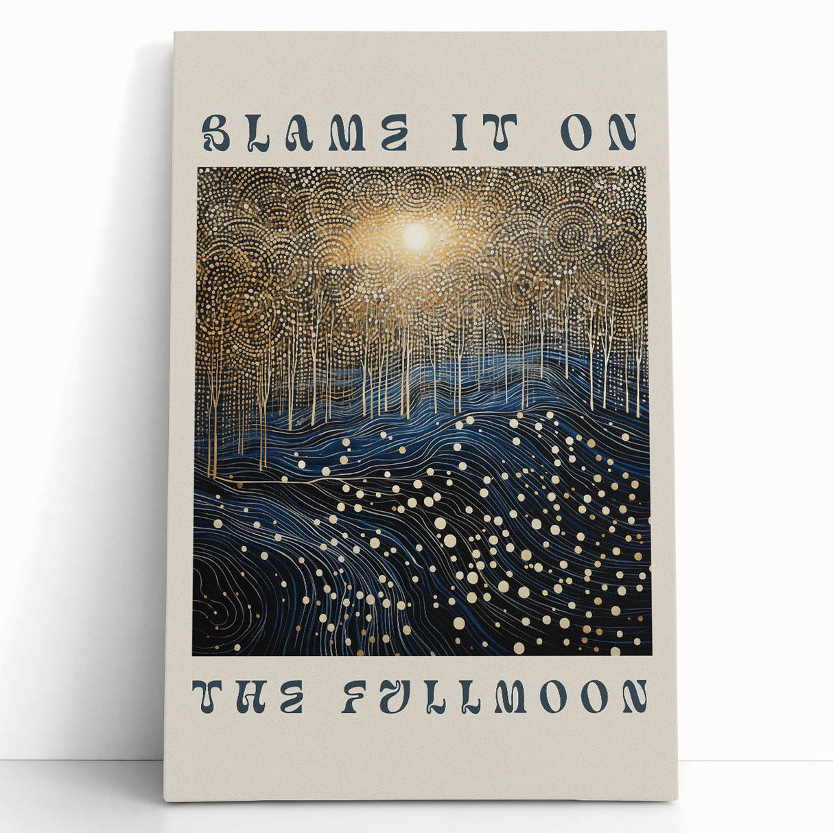 Electric Wall Art – Cosmic Full Moon Landscape with Text Electric Print