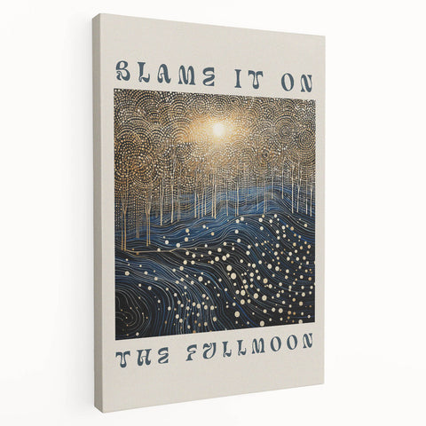 Electric Wall Art – Cosmic Full Moon Landscape with Text Electric Print
