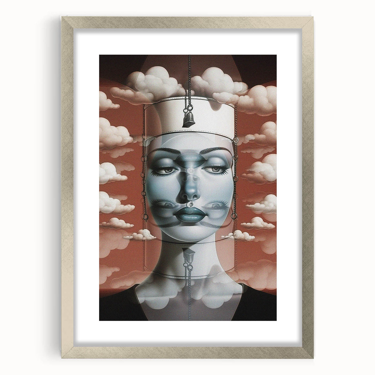 Electric Wall Art – Surreal Portrait with Clouds Electric Art Print