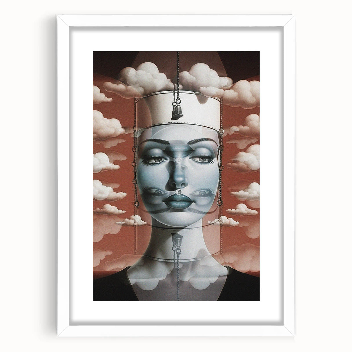 Electric Wall Art – Surreal Portrait with Clouds Electric Art Print