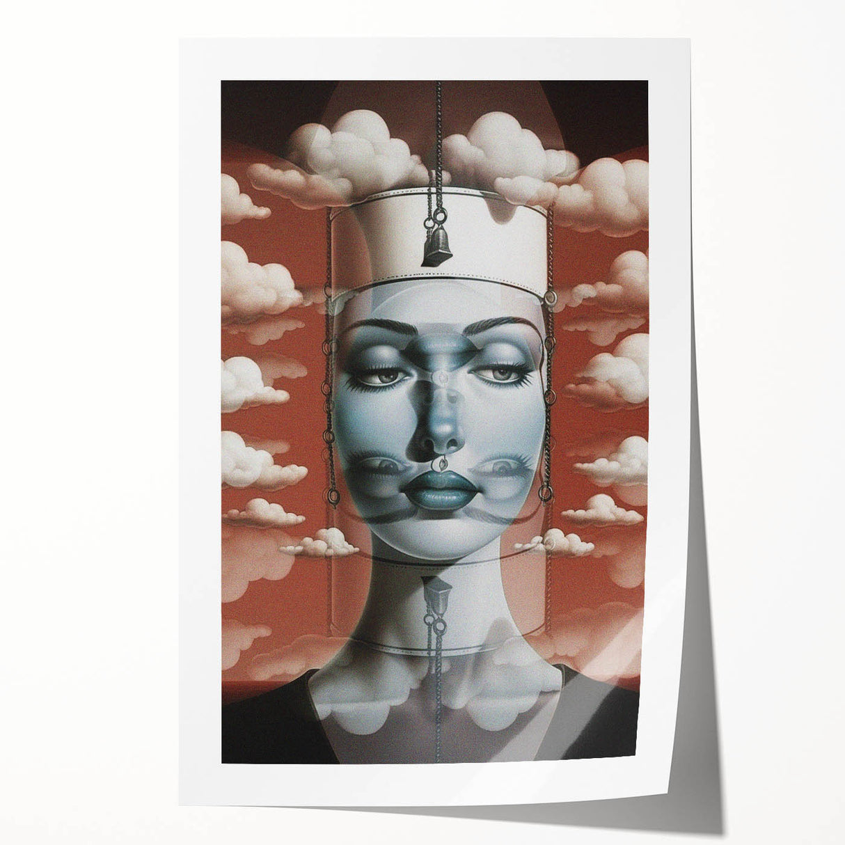 Electric Wall Art – Surreal Portrait with Clouds Electric Art Print