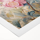 Electric Wall Art – Soft Pink Floral Bouquet with Blue Leaves Electric Print