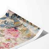 Electric Wall Art – Soft Pink Floral Bouquet with Blue Leaves Electric Print