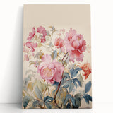 Electric Wall Art – Soft Pink Floral Bouquet with Blue Leaves Electric Print