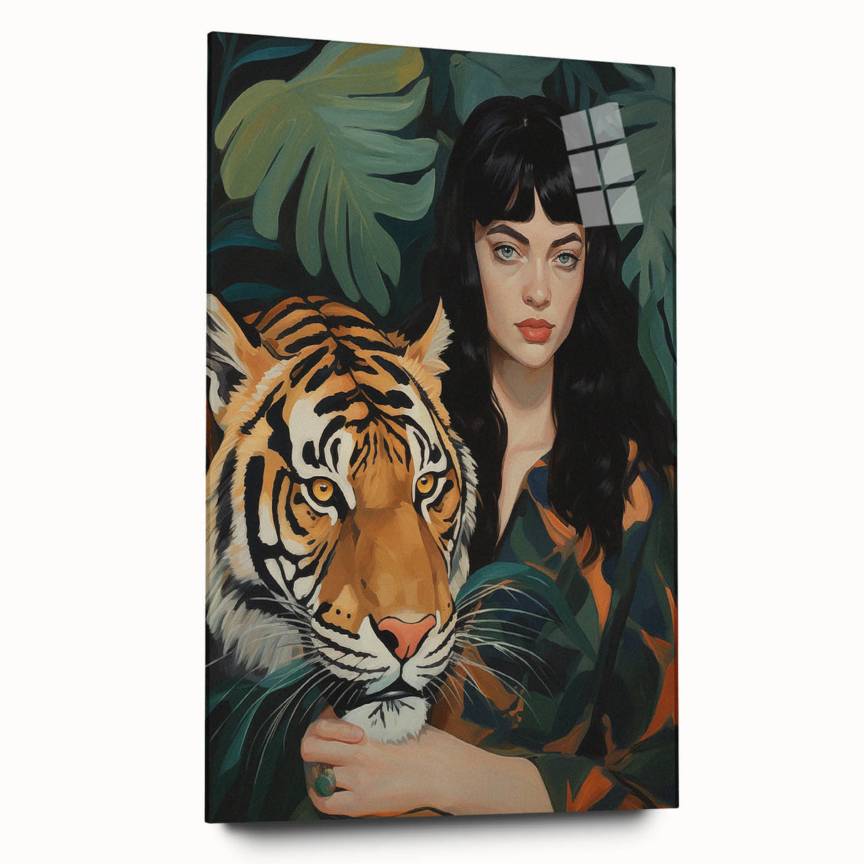 Electric Wall Art: Bold Woman and Tiger - Modern Electric Decor