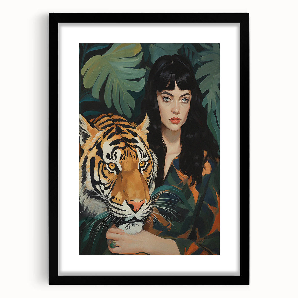 Electric Wall Art: Bold Woman and Tiger - Modern Electric Decor