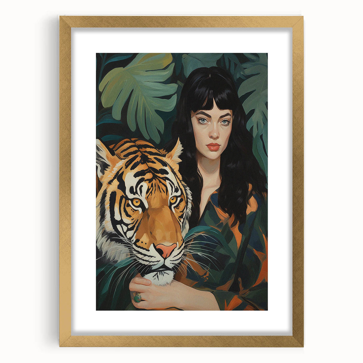 Electric Wall Art: Bold Woman and Tiger - Modern Electric Decor