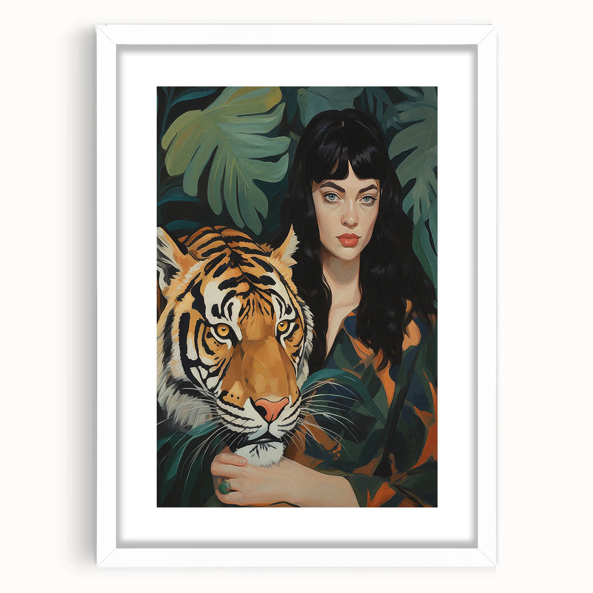 Electric Wall Art: Bold Woman and Tiger - Modern Electric Decor