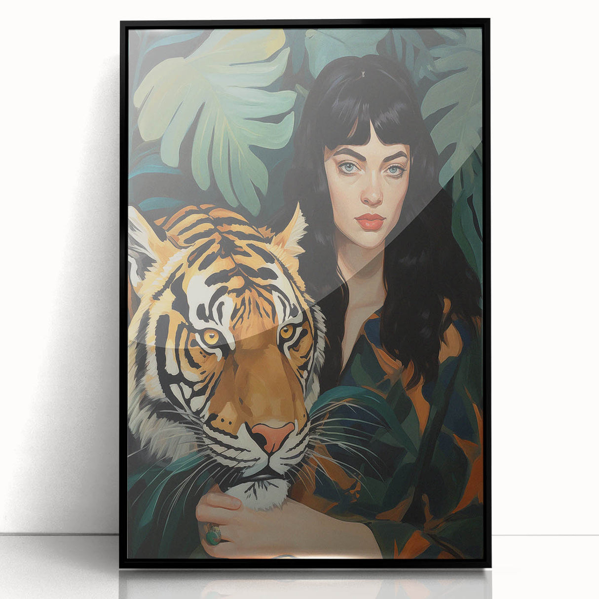 Electric Wall Art: Bold Woman and Tiger - Modern Electric Decor