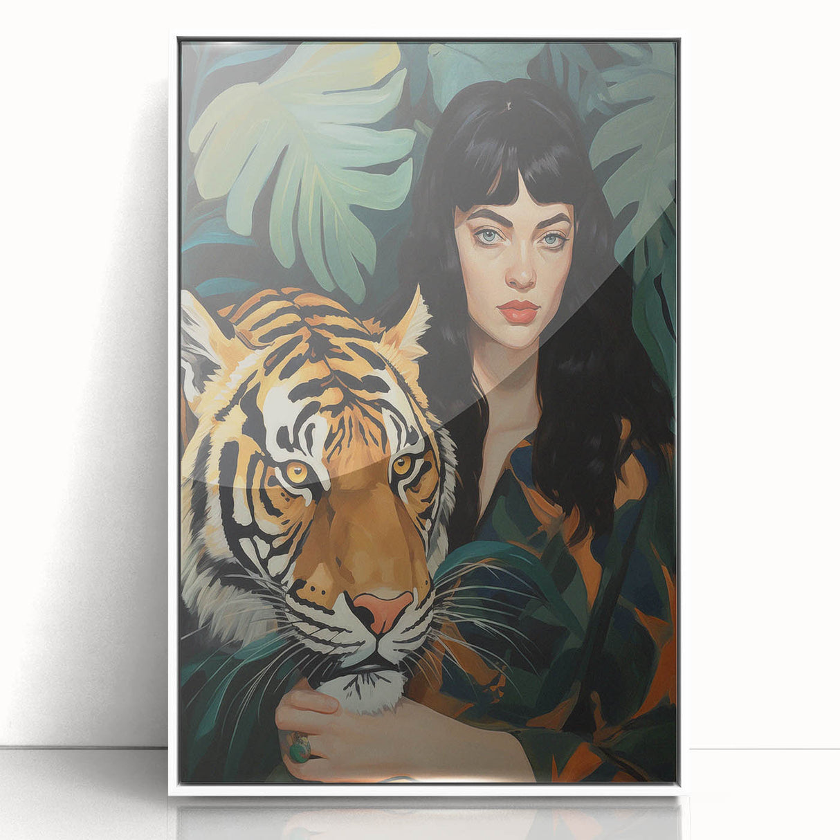 Electric Wall Art: Bold Woman and Tiger - Modern Electric Decor