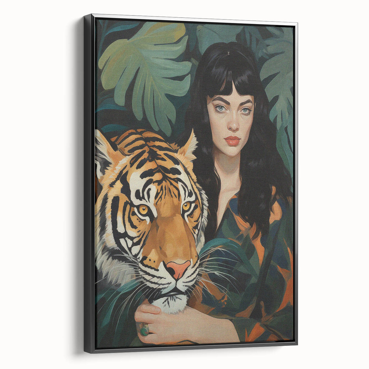 Electric Wall Art: Bold Woman and Tiger - Modern Electric Decor