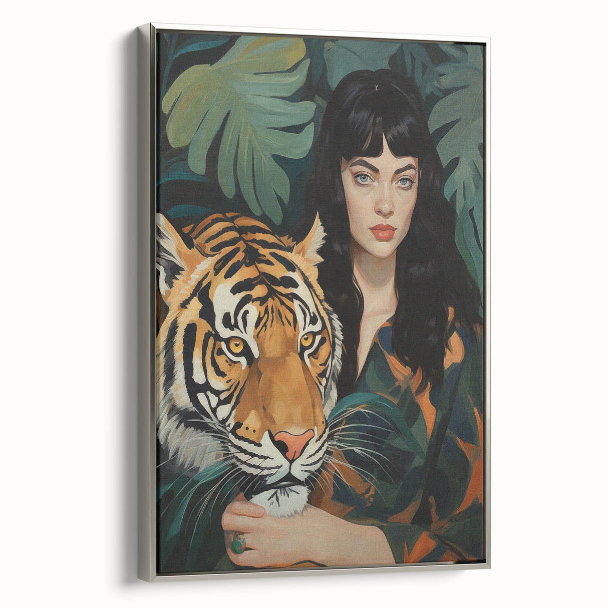 Electric Wall Art: Bold Woman and Tiger - Modern Electric Decor