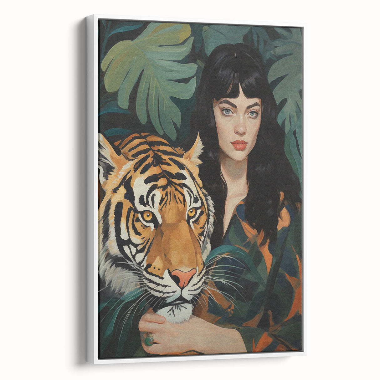 Electric Wall Art: Bold Woman and Tiger - Modern Electric Decor