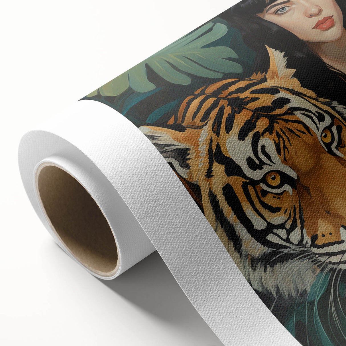 Electric Wall Art: Bold Woman and Tiger - Modern Electric Decor