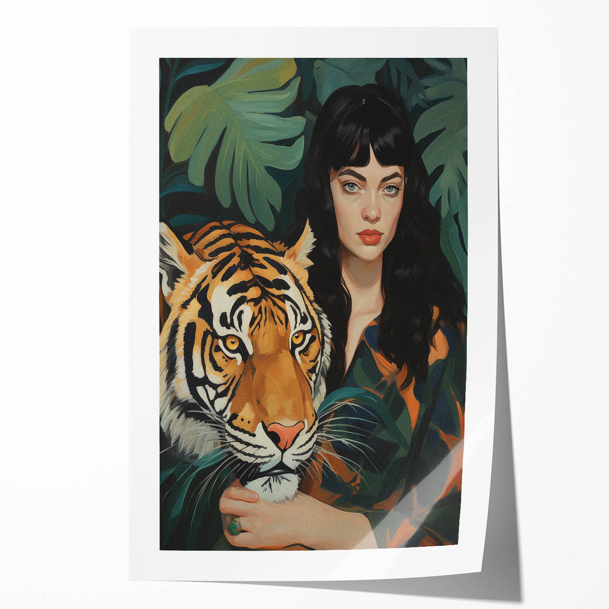 Electric Wall Art: Bold Woman and Tiger - Modern Electric Decor