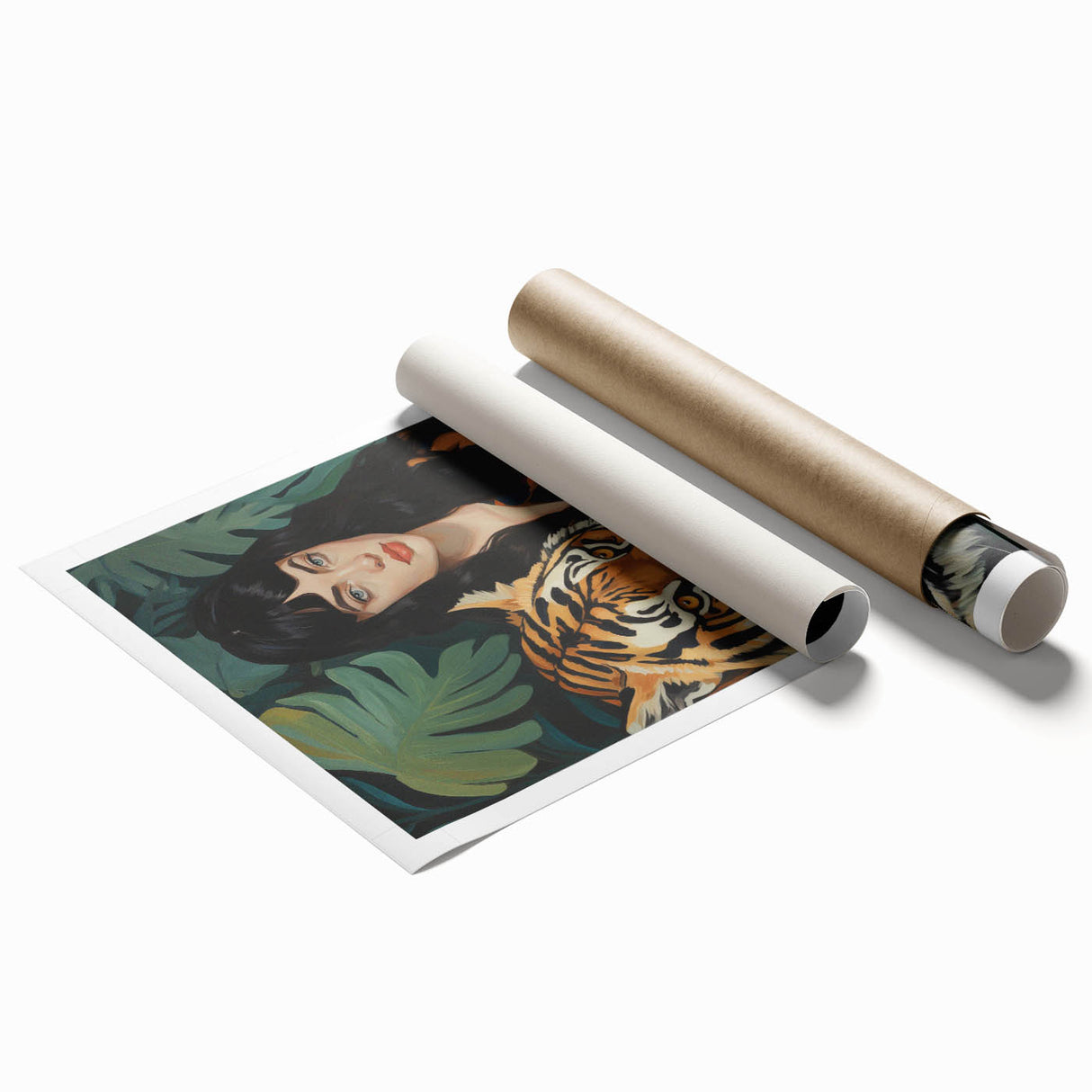 Electric Wall Art: Bold Woman and Tiger - Modern Electric Decor