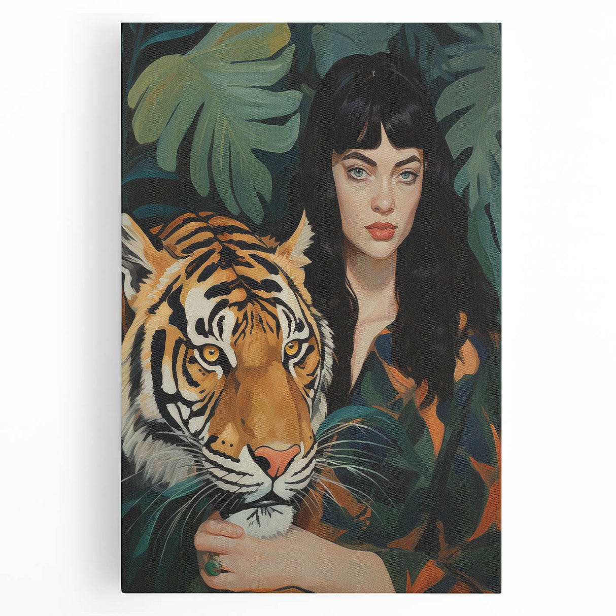 Electric Wall Art: Bold Woman and Tiger - Modern Electric Decor
