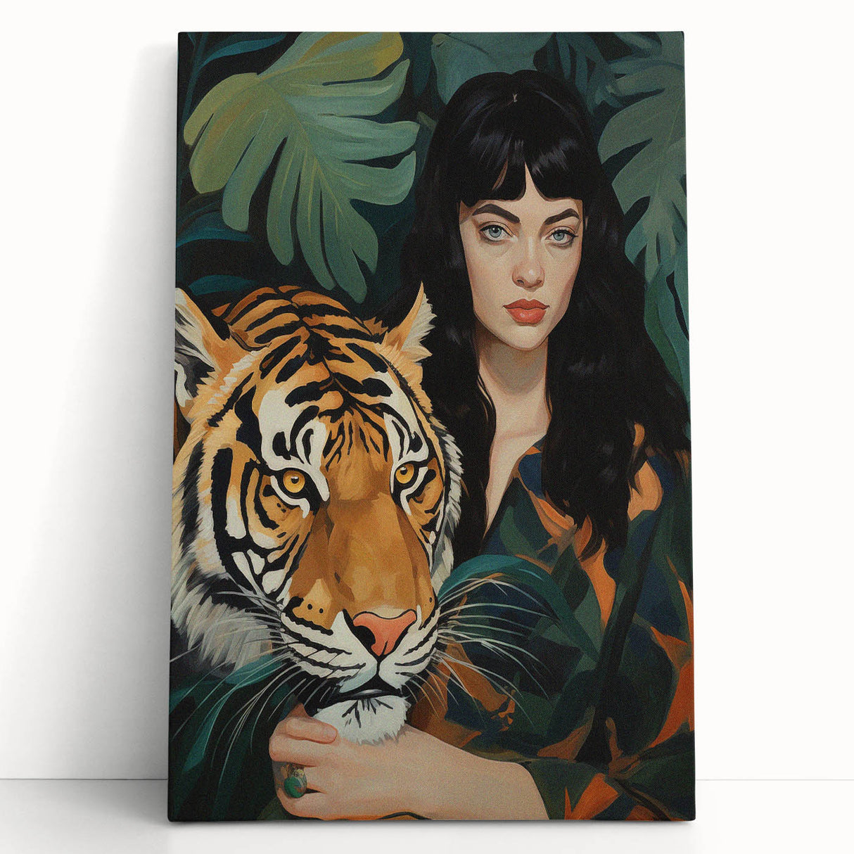 Electric Wall Art: Bold Woman and Tiger - Modern Electric Decor